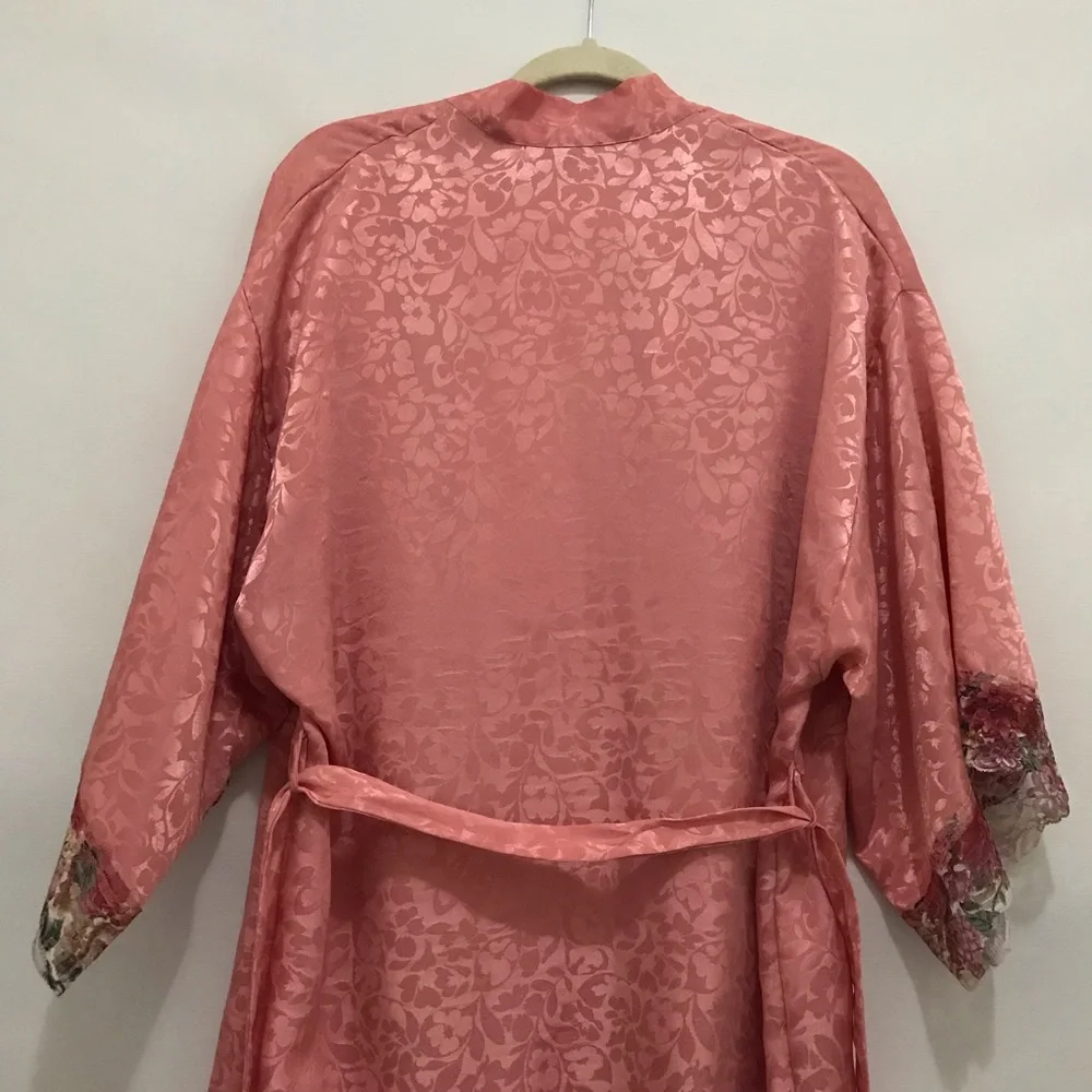 Vintage Val Mode Elegant Pink Kimono Robe Size M
